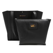 Load image into Gallery viewer, Geanta dama piele naturala neagra, tote bag mare cu neseser
