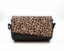 Load image into Gallery viewer, Bag with leopard print top section and black bottom section on a white background

