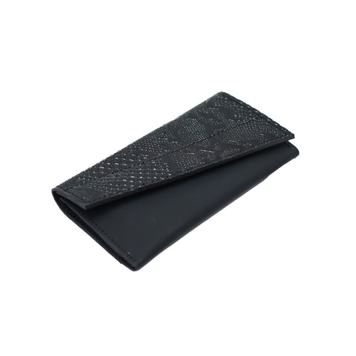Portofel piele minimalist negru, portofel piele dama deschis, portofel din piele texturat, compartimente pentru carduri si bancnote